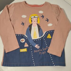 Piccolina  Amelia Earhart Short Sleeve T-shirt Girls 6 Graphic Cotton